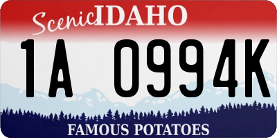 ID license plate 1A0994K