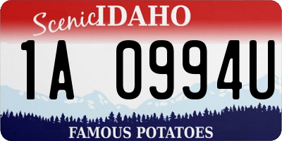 ID license plate 1A0994U