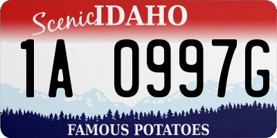 ID license plate 1A0997G