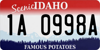 ID license plate 1A0998A