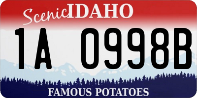 ID license plate 1A0998B