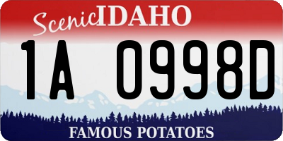 ID license plate 1A0998D