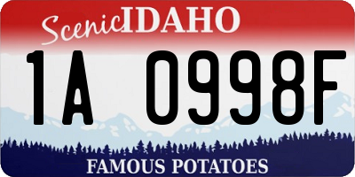 ID license plate 1A0998F