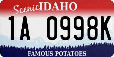 ID license plate 1A0998K