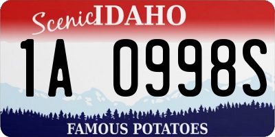 ID license plate 1A0998S