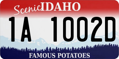ID license plate 1A1002D