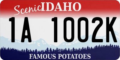 ID license plate 1A1002K