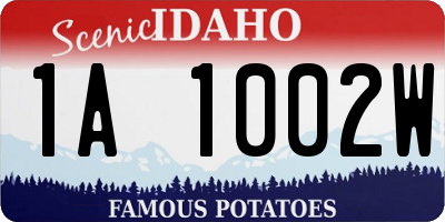 ID license plate 1A1002W