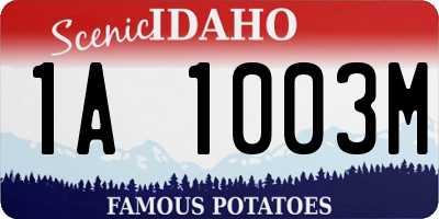 ID license plate 1A1003M
