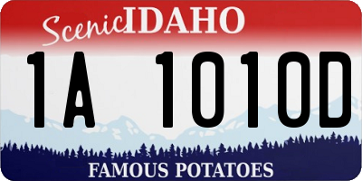 ID license plate 1A1010D