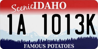 ID license plate 1A1013K