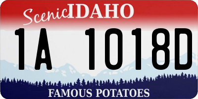 ID license plate 1A1018D