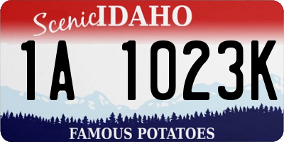 ID license plate 1A1023K