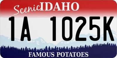 ID license plate 1A1025K