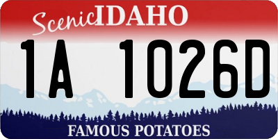 ID license plate 1A1026D