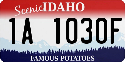 ID license plate 1A1030F