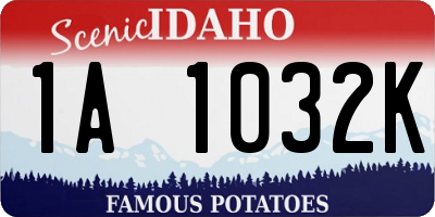ID license plate 1A1032K
