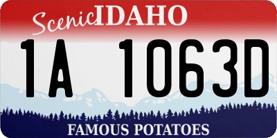 ID license plate 1A1063D