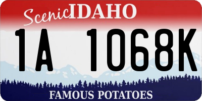 ID license plate 1A1068K