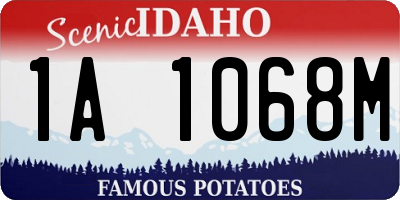 ID license plate 1A1068M