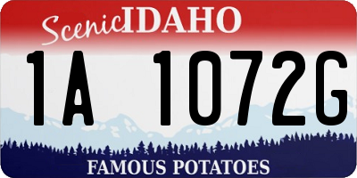 ID license plate 1A1072G