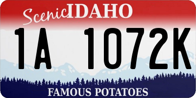 ID license plate 1A1072K