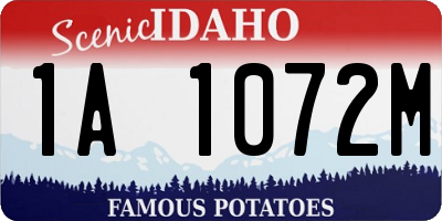 ID license plate 1A1072M