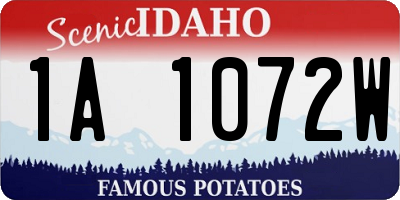 ID license plate 1A1072W
