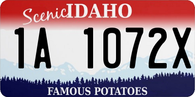 ID license plate 1A1072X