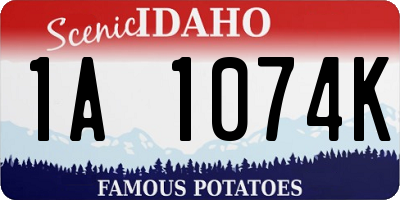 ID license plate 1A1074K