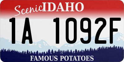 ID license plate 1A1092F