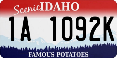 ID license plate 1A1092K