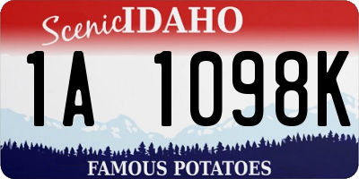 ID license plate 1A1098K