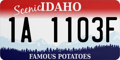 ID license plate 1A1103F
