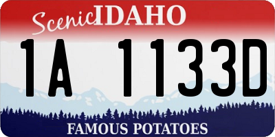 ID license plate 1A1133D