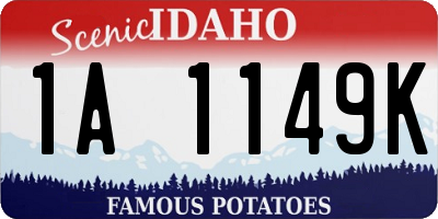 ID license plate 1A1149K
