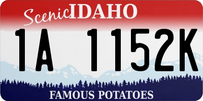 ID license plate 1A1152K