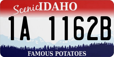 ID license plate 1A1162B