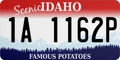 ID license plate 1A1162P