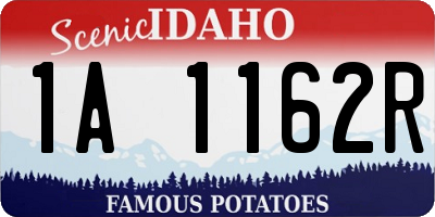 ID license plate 1A1162R