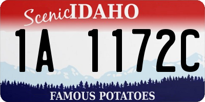 ID license plate 1A1172C