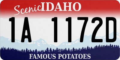 ID license plate 1A1172D