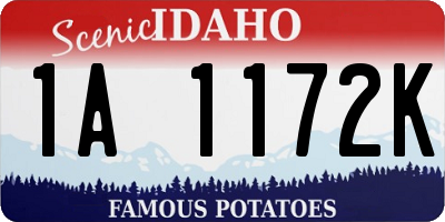 ID license plate 1A1172K