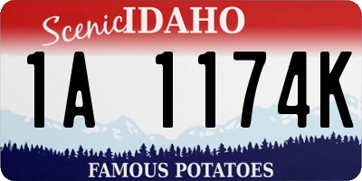 ID license plate 1A1174K