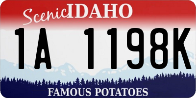 ID license plate 1A1198K