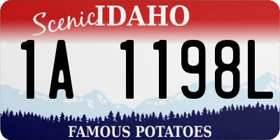 ID license plate 1A1198L