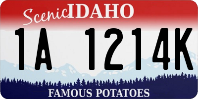 ID license plate 1A1214K