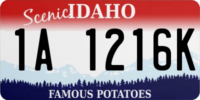 ID license plate 1A1216K