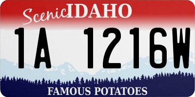 ID license plate 1A1216W