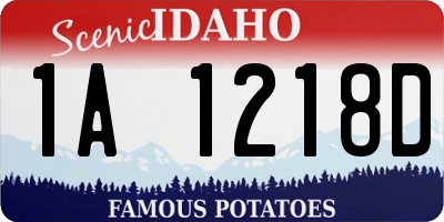 ID license plate 1A1218D